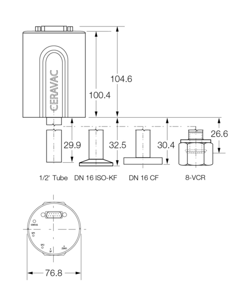 CERAVAC CTR 101 N電容薄膜真空計 尺寸圖