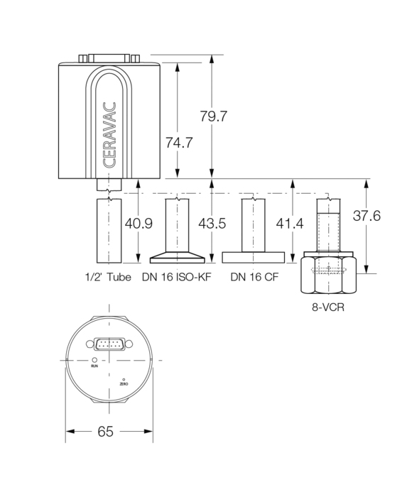 CERAVAC CTR 100 N電容薄膜真空計(jì) 尺寸圖