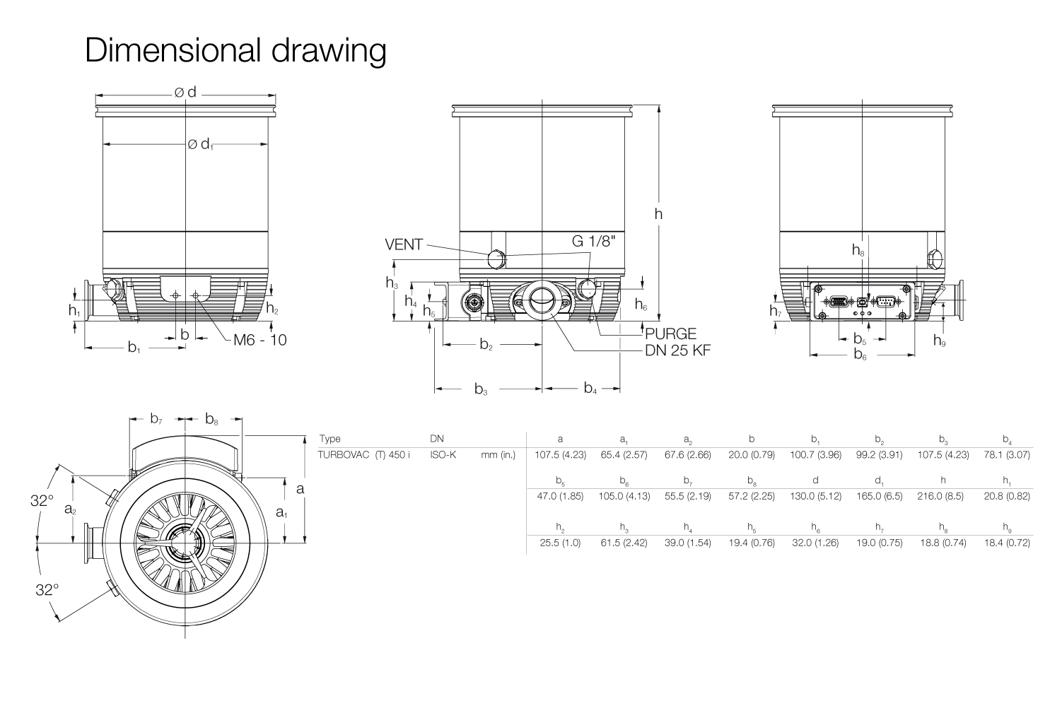 半磁浮分子泵TURBOVAC 450 i/iX 安裝尺寸