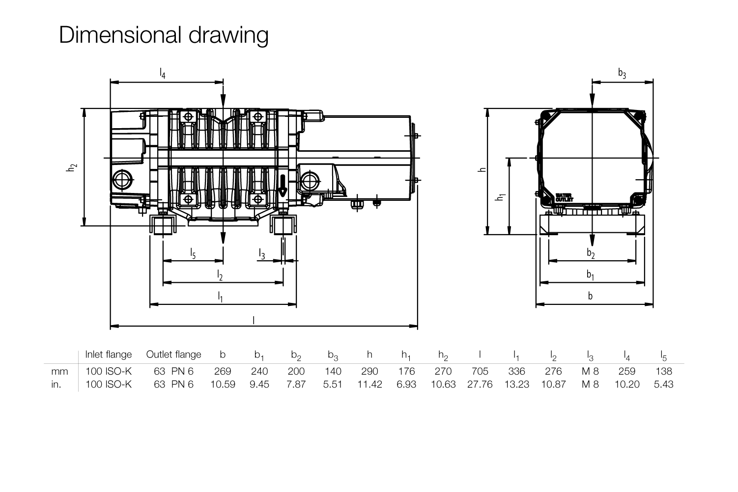 羅茨真空泵 WH 700 安裝尺寸